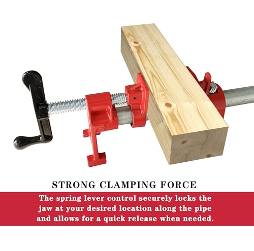 HimaPro 4-Pack 3/4 Inch H-Style Professional Pipe Clamp Set - Designed For Woodworking, Carpentry, Home Improvement, and DIY Jobs HimaPro