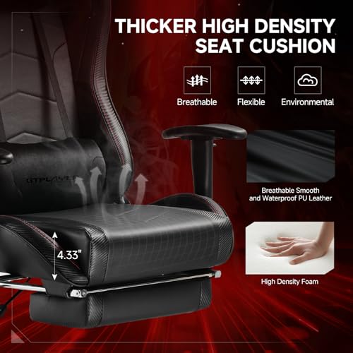 GTPLAYER Gaming Chair,Gamer Chair with Bluetooth and Adjustable Backrest,Seat Height Adjustable Computer Chairs with 3D Armrests,Video Game Chair with Footrest Speakers (Black) GTPLAYER