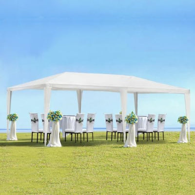 10×30 FT White Party Tent, Waterproof Outdoor Wedding Canopy Without Removable Sidewalls, Spacious Gazebo Shelter for Patio, BBQ, Birthday & Special Events, Commercial Grade Heavy Duty Frame