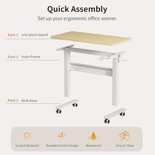 WALKINGDESK Mobile Walking Pad Desk with Wheels, Pneumatic Small Rolling Standing Desk Riser Height Adjustable (28-43.7") for Treadmill, Portable Computer Table for Home Office, Oak WALKINGDESK