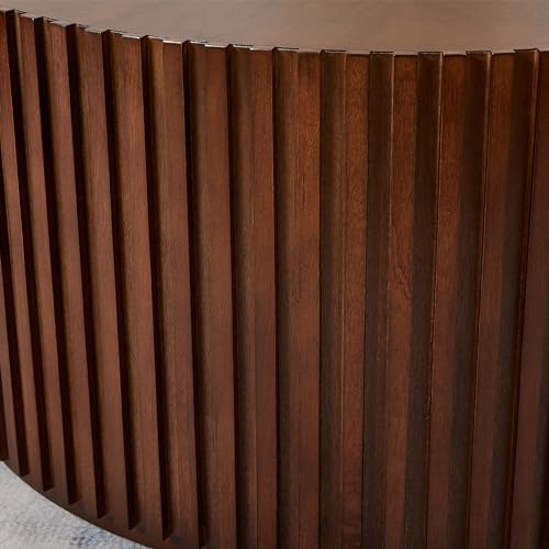 DS-HOMEPORT Round Wood Coffee Table for Living Room, Modern Handcraft Drum Coffee Table, Circle Wooden Coffee Table for Small Space Apartment, No Need Assembly(Espresso,31x31x16 in) DS-HOMEPORT