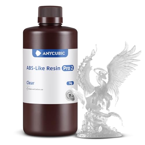 ANYCUBIC 3D Printer Resin, ABS-Like Resin Pro 2 with Enhanced Strength and Toughness, Performance far Superior to ABS-Like Resin, Low Odor, Wide Compatible for All Resin 3D Printers (Clear, 1kg) ANYCUBIC