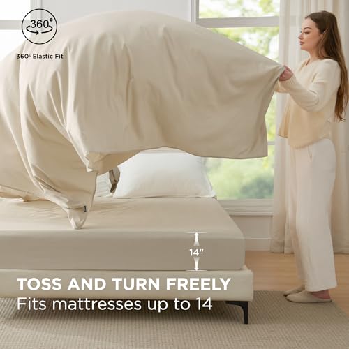 Bedsure King Size Comforter Set - 7 Pieces White King Bedding Set for All Seasons, Boho Contrasting Design Bed in a Bag with Comforter, Sheets, Pillowcases & Shams Bedsure
