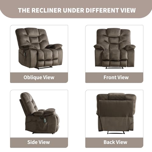 HAOMARKETS Oversized Electric Recliner Chair with Massage and Heat, 41" Wide Power Reclining Chairs with USB Port, Breathable Fabric Overstuffed Reclining Sofa for Living Room Bedroom (No Lift)