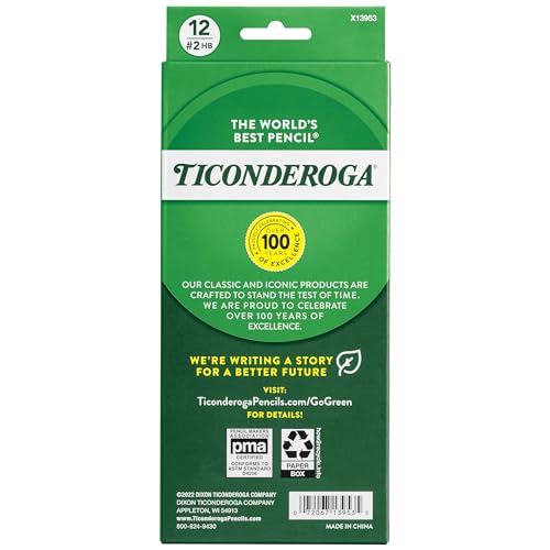 Ticonderoga Pencils, Wood-Cased Graphite, #2 HB Soft, Black (13953) (Pack of 6, 72 Count Total) Ticonderoga