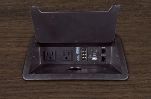 Romig Legacy 16 ft Racetrack Laminate Conference Table with 2 Charging Ports- Neo Walnut Romig