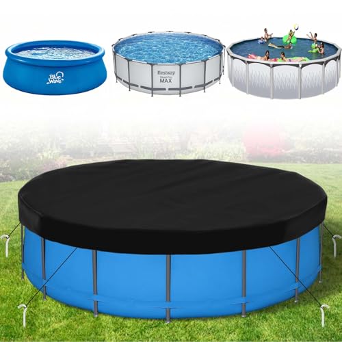 Pool Covers for Round Above Ground Pools, Heavy-Duty Oxford Fabric Swimming Pool Covers, Superior Strength & Durability, UV Protected, Protects from Debris (Black, 18ft) ZXYL outdoor sport