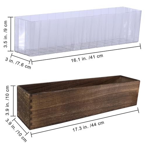 Winlyn Rustic Wooden Planter Box 17.3" L x 3.9" W x 3.9" H Brown Rectangular Planter Decorative Wood Box with Removable Plastic Liner Window Box for Farmhouse Wedding Home Garden Table Centerpiece. windiy