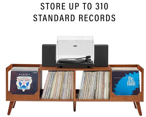 Crosley Furniture Asheville Mid-Century Modern Media Console Record Player Stand, Storage for Vinyl Records, Walnut Crosley Furniture