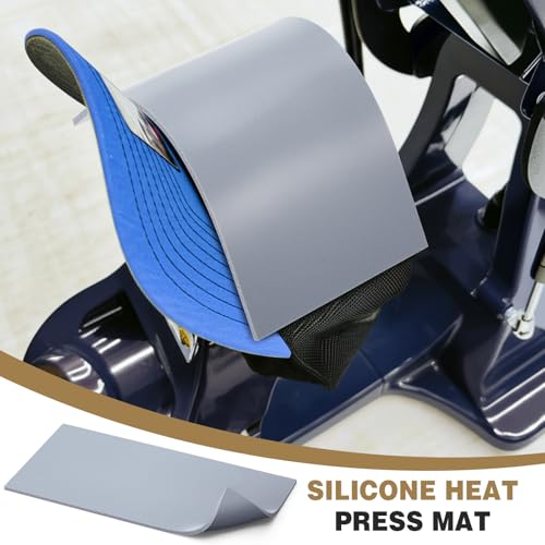 Pushglossy 3 Pcs Silicone Heat Press Cover Pad 1/8" X 4" X 8" Foam Press Mat Accessories Double Sided Use for Hat HTV Transfer Vinyl DIY Small Business (Grey) Pushglossy