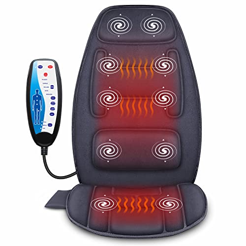 Snailax Massage Seat Cushion with Heat - Extra Memory Foam Support Pad in Neck and Lumbar,10 Vibration Massage Motors, 2 Heat Levels, Back Massager Chair Pad for Back Snailax