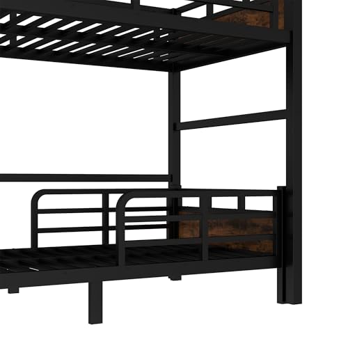 Twin XL Over Twin XL Bunk Bed with Headboard and Full Length Guardrail, Separable Bunk Bed, Heavy Duty Bunk Beds Can Turns Into Loft Bed and Platform Bed, Black Bellemave