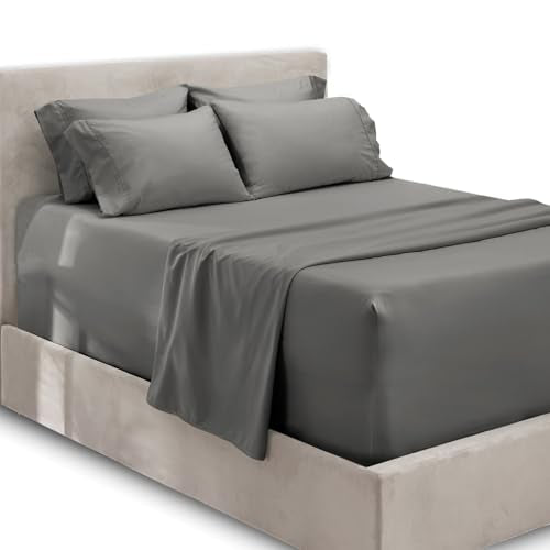 Hearth & Harbor Extra Deep Pocket Sheets - Fits Mattress 18-24 Inches Deep - Extra Deep Pocket Full Size Sets - 6 Piece Full Size - Full - Gray Hearth & Harbor