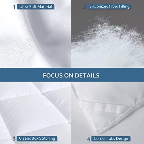 Moonsea Down Alternative Comforter Duvet Insert Queen Size White, Queen Size Blanket Duvet Insert with Corner Tab, Lightweight, All Season, Plush Siliconized Fiber Fluffy Filling - Box Stitched Moonsea