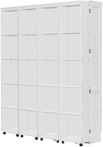 MERITLINE Queen Murphy Bed Cabinet with Storage Bookshelf Bookcase, Wood Hidden Foldable White Murphy Wall Bed with Storage Shelves for Adults MERITLINE