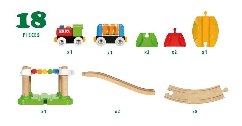 BRIO My First Railway – 33727 Beginner Pack | Wooden Toy Train Set for Kids Age 18 Months and Up Brio