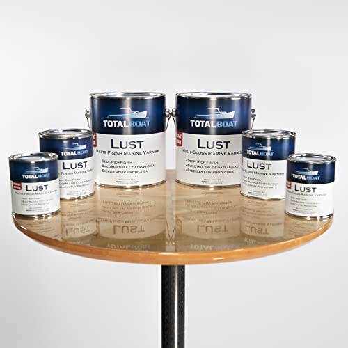 TotalBoat-486490 Lust Marine Varnish, High Gloss and Matte Finish for Wood, Boats, Outdoor Furniture (High Gloss, Gallon) TotalBoat
