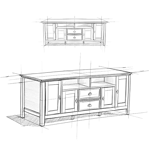 SIMPLIHOME Redmond SOLID WOOD 72 inch Wide Transitional TV Media Stand in Rustic Natural Aged Brown For TVs up to 80 inches for the Living Room and Entertainment Center SIMPLIHOME