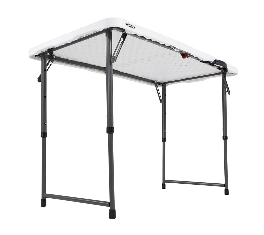 Lifetime Fold-in-Half Adjustable Folding Table, 4 Foot Lifetime