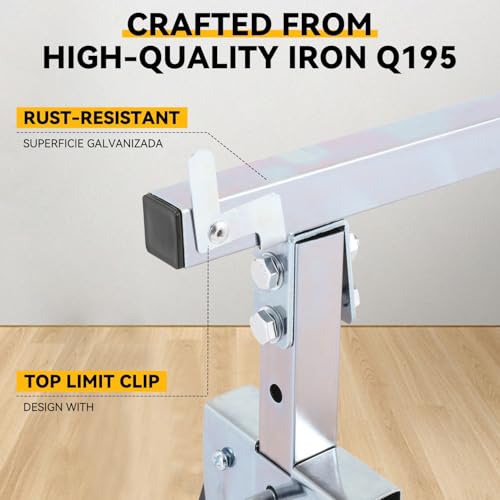 Auto Dynasty 2 Pack Saw Stand Sawhorse with Adjustable 7-Level Quick-Build Foldable Heavy Duty Miter Saw Horse Stand Max Capacity 440lbs, Black/Chrome Auto Dynasty