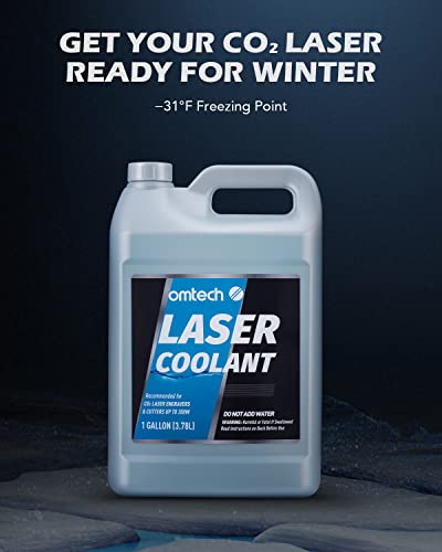 OMTech CO2 Laser Coolant Non Conductive Liquid Cooler Heat Transfer Fluid for Laser Engraver Water Chiller, Prediluted Antifreeze Coolant for Laser Tubes, 1 gal Blue Transparent Water Cooling Solution OMTech