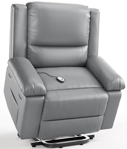 Garvee Power Lift Recliner Chair - Heat and Massage, PU Leather Electric Lift Recliner for Elderly & Mobility Impaired,Reclining Sofa with Side Pocket for Living Room