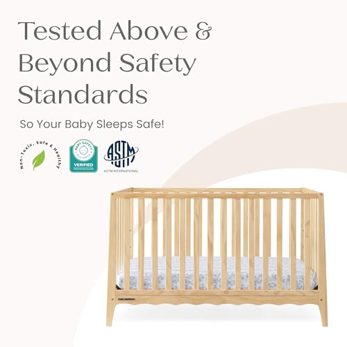 Delta Children Lulu 5-in-1 Convertible Crib, Converts to Toddler Bed, Daybed, Sofa & Full-Size Bed, Natural Wood, Fits Standard Crib Mattress, 3 Mattress Heights for Baby Nursery, Natural
