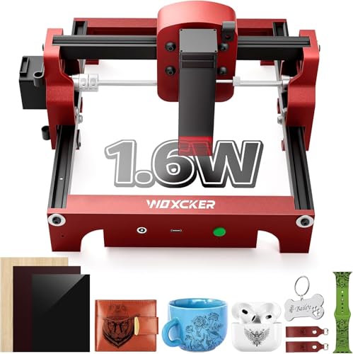 Mini Laser Engraver for Beginner, Woxcker S1 1.6W Laser Engraver Machine Portable No Need Installation 130mm x 130mm Bed Size 0.05 Laser Spot for DIY, Wood, Acrylic, Leather, Leaf Woxcker
