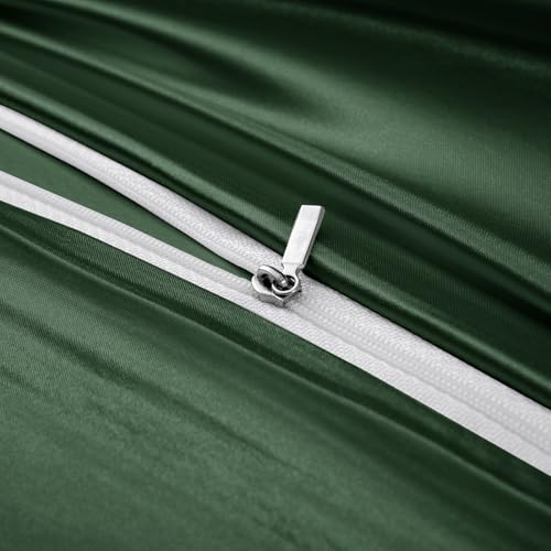P Pothuiny 5 Pieces Satin Pintuck Duvet Cover Set, Silky Like Olive Green Pinch Pleat Duvet Cover Full/Queen Size Luxury Bedding Set with Corner Ties, 2 Pillow Shams + 2 Pillowcases (No Comforter) P Pothuiny