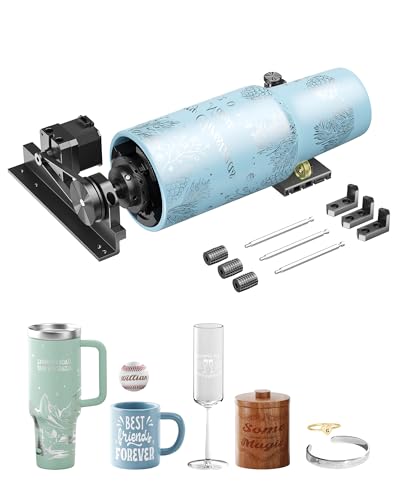 WECREAT Vision Rotary Pro, for Vision Series & Vision Pro Laser Engraver and Cutter Machine, Rotary Roller for Engraving Cylindrical Objects, Wine Glass, Tumblers, Jewelry Ring, Engravers Accessory WECREAT