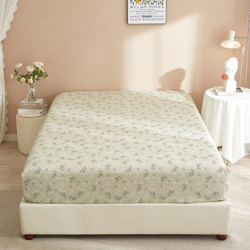 HighBuy Twin Size Fitted Bed Sheet - Boho Floral Luxury Single Fitted Sheet Only - Fits 15 inch Mattress - Extra Soft Deep Pockets Wrinkle Free for Teen College Twin Bed Easy-Fit HighBuy