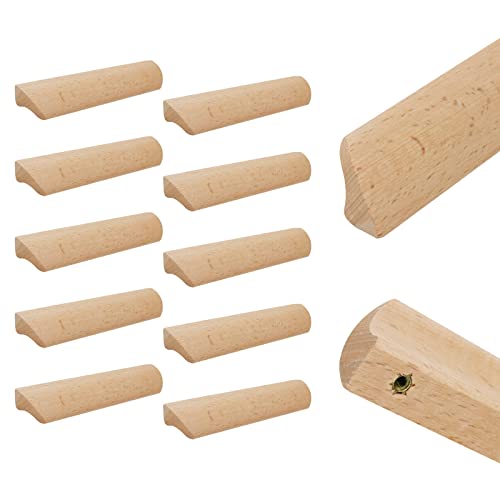 Tsnamay 10Pcs Unfinished Wood Solid Furniture Pulls Handles,Unfinished Unpainted Paintable Wooden Handles Cupboard Closet Drawer Handle Pull,Length Tsnamay