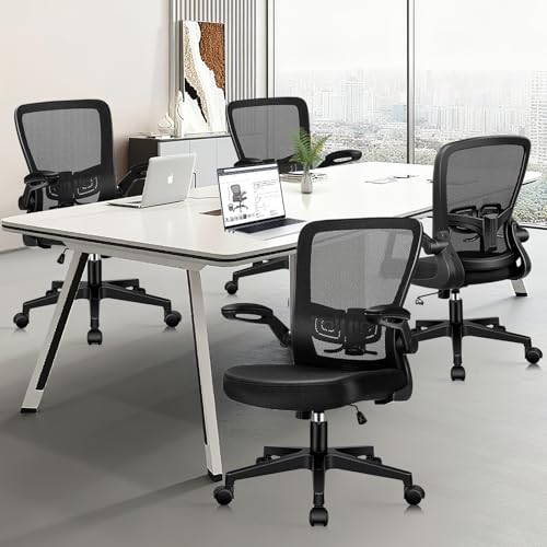 KLASIKA Desk Chairs with Wheels, Ergonomic Mesh Office Chair Adjustable Height and Swivel Lumbar Support Home Office Chair with Flip Up Armrests (8PK) KLASIKA