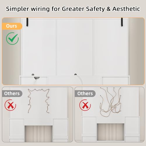 knoworld Vanity Desk with Sliding Mirror & LED Lights, Smart Makeup Table with Charging Station, Hairdryer Holder, 7 Shelves, 3 Drawers, 2 Cabinets, Vanity with Extra Hidden Stroage for Bedroom,White knoworld