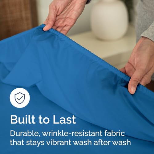 Twin Fitted Bed Sheet - Bottom Single Fitted Sheet Only - Soft Hotel Luxury Bedding w/ 8-16 Inch Deep Pockets - Breathable, Cooling & Wrinkle Free - Easy-Care, Fade and Shrink Resistant - Royal Blue CGK Unlimited