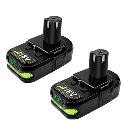 Upgraded 3800mAh 2Packs P107 Battery Compatible with Ryobi 18V Battery ONE+ P102 P103 P105 P107 P108 P109 Cordless for one Plus Tool System POWTREE