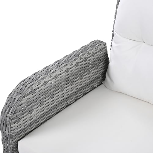 YOPTO 8-Piece Outdoor Furniture Couch Set,Rattan Patio Conversation Sectional Sofa Set with Adjustable Table,Recliners W/Extendable Side Tables & 2 Movable Ottomans,for Patio,Lawn,Backyard,Pool,Beige YOPTO