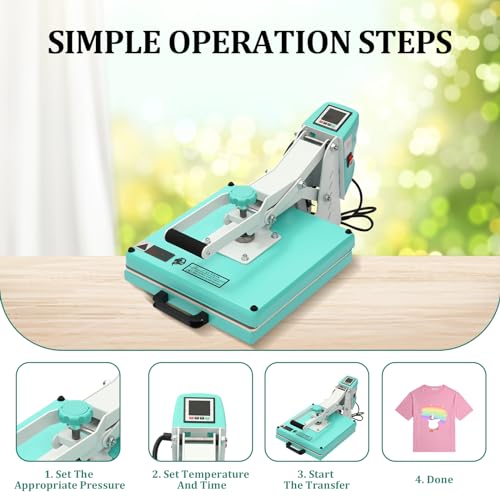Heat Press, 15x15 Inch T-Shirts Heat Press Machine, Digital Sublimation Printer, High Pressure Heat Transfer Machine with 2-Layer Insulation Cotton for T-Shirts Pillows Bags, White ChicCoutured