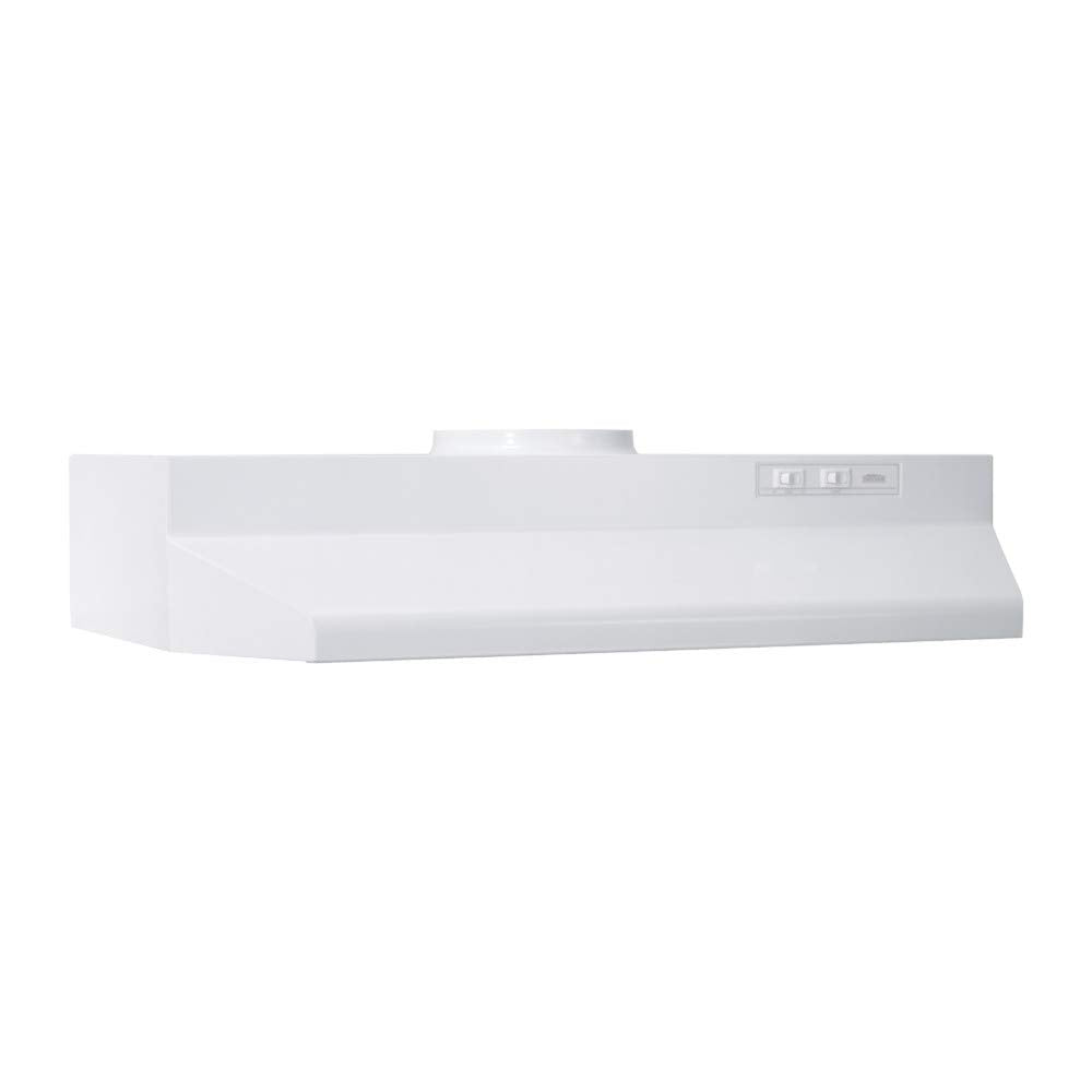 Broan-NuTone Economy 30-inch Under-Cabinet Easy Install Range Hood with 2-Speed Exhaust Fan and Light, 230 Max Blower CFM, White Broan-NuTone
