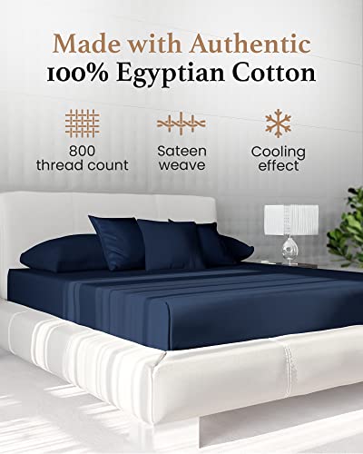 Good Sleep Bedding Twin XL Fitted Sheet - Single Fitted Sheet, 800 Thread Count, Egyptian Cotton Extra Long Twin, 16 Inch Deep Pocket, Soft & Breathable Dorm Sheets - Navy Blue Good Sleep Bedding