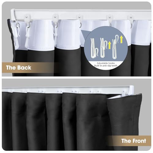 Room Divider Curtains Ceiling Track Sets Blackout Curtain Flexible Bendable Tracks for Patio Sliding Glass Door Bedroom Privacy Partition Separator, 1 Panel Black Drape and White Rail, W72 x L72 in Curtainsart