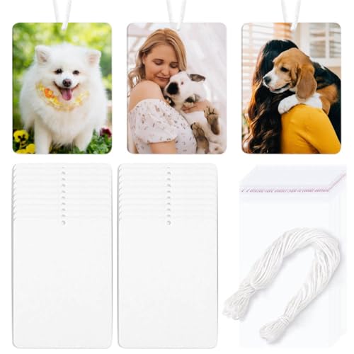 80 Pcs Sublimation Air Fresheners Blanks with Bags, DIY Sublimation Air Freshener Sheets Scented Hanging Felt Heat Transfer Air Freshener for Car Home Interior Decor BAOZOON