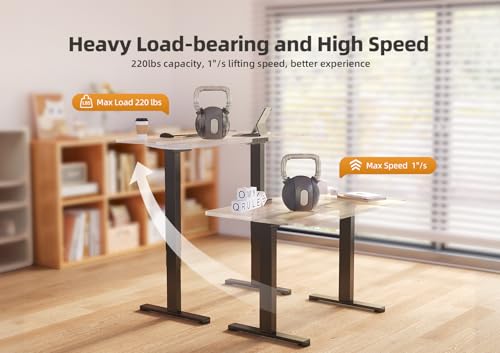 Claiks Dual Motor Standing Desk Frame, Electric Stand Up Desk Legs Frame Workstation Up to 63",T-Shaped Adjustable Standing Computer Desk for Home and Office, (Black Frame only) Claiks