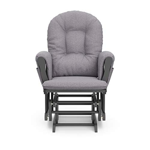 Storkcraft Premium Hoop Glider and Ottoman (Gray with Gray Swirl) – Padded Cushions with Storage Pocket, Smooth Rocking Motion, Easy to Assemble, Solid Hardwood Base Storkcraft