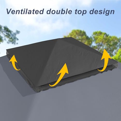 GarveeLife 12 ft x12 ft Softtop Gazebo, Outdoor Pop Up Gazebo with Mosquito Netting, Party Tent & Shelter with Double Roofs for Gardens, Patios, Lawns GarveeLife