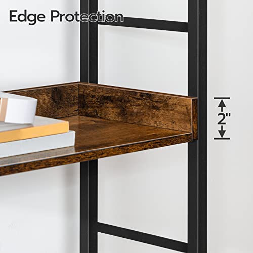 HOOBRO 4-Tier Industrial Bookshelf with Doors and Storage, Rustic Brown and Black HOOBRO