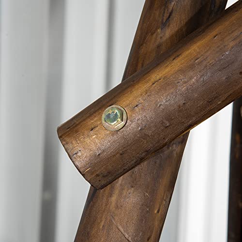 Outsunny Wooden Porch Swing with Stand, 2-Seat Patio Swing Chair with Center Table, for Garden, Poolside, Backyard Outsunny