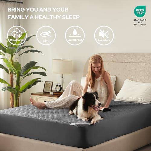 2 Pack Waterproof Mattress Protector, Full Size Mattress Pad with Deep Pocket 6"-15" Depth, Soft Breathable Dirt-Proof Single Bed Mattress Cover for Bedroom, Dorm Room (Gray) BEDLORE