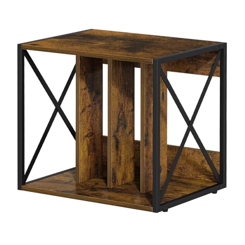 VYUOL Vinyl Record Storage,Vinyl Record Holder Up to 80-100 Albums,4-Compartment Record Player Stand for Magazine,Book,CD,Files,Albums VYUOL