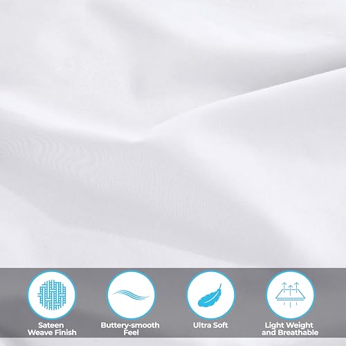 Superior 100% Premium Combed Cotton, 300 Thread Count Pillowcases Set of 2, Single Ply Cotton, Soft and Luxurious Bedding Sets - 20" x 30" Standard Pillowcase, White Superior
